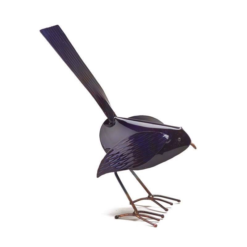Handcrafted Copper Bird Statue - Blue